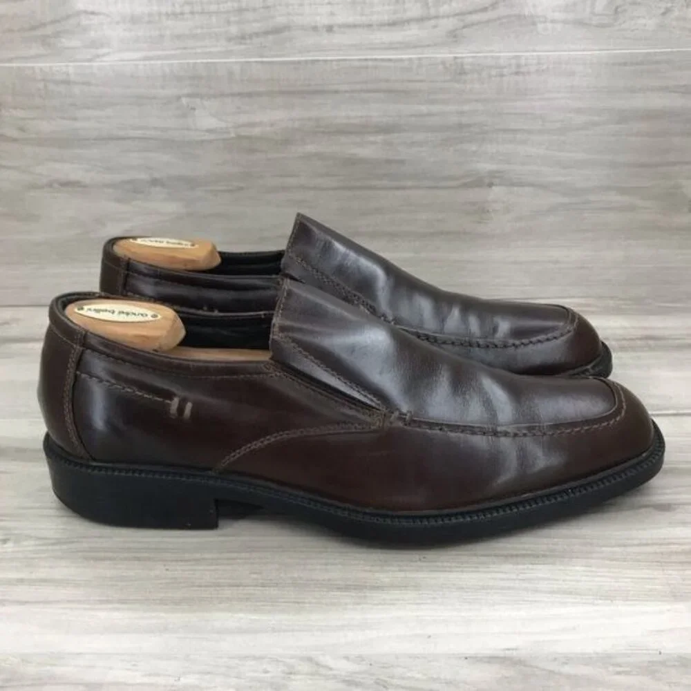 Robert Wayne Loafers Mens 11 Brown Leather Slip On Shoes